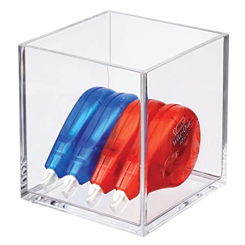 Mdesign Square Home Office Storage Organizer Container Bin For Cabinet, Drawers, Desk, Workspace - Holds Pens, Pencils, Highlighters, Notebooks - Prism Collection - 3 Pack - Clear #TOP7