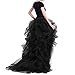 WDPL Women's Long High Low Skirts Ruffles Prom Party Tulle Skirt (Black, Medium)