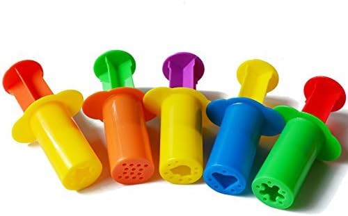 Acmer Dough Extruders Set Assorted Designs, Bright Colors, a Set of 10,Dough Extruder Tools Kit for Children,Clay Dough extruders.