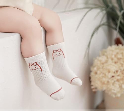 Toptim Newborn Baby-Girls Socks And Bow Infant Toddler Ankle Socks (As1, Age, 0_Month, 6_Months, Cartoon 9Pairs) #TOP2