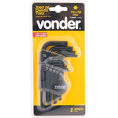 Jogo de Chaves Hexalobular, T10 a T50, com 9 Peças, Vonder VDO754