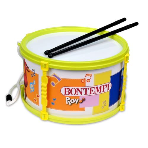 Bontempi | BeatMaster - Tambour et Baguettes de 20cm pour Une Expérience Rythmique Complète, Jaune, 21,5x21,5x11,5 cm