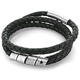 Lederarmband geflochten schwarz mit Wunschtext