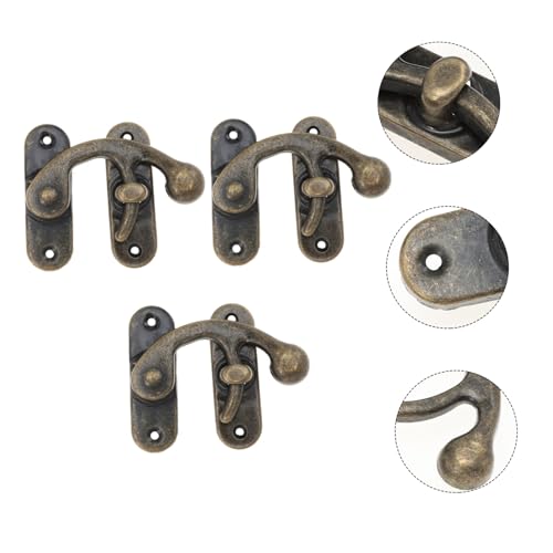 KESYOO 3個 ヴィンテージ右向きロックラッチ ネジ付きアンティーク調スーツケース用ボックスロックフック 鍵付き木箱交換用具