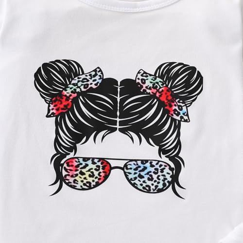 Image of KIDLAGA Toddler Girl Clothes Figure Graphic Drop Shoulder Top Pullover Leopard Print Flared Pants Fall Winter Outfit Set