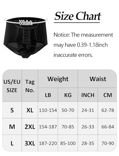 AIEOE Gaff Unterwäsche Transgender Bauchweg Höschen Silhouette Crossdresser Tucking Underwear Schwarz Label Größe XL/EU S