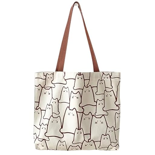 TSHAOUN Bolsa de lona para gatos, bolsa de lona con cremallera, bolsa de lona, bolsa de compras reutilizable de algodón con bolsillo, bonitas bolsas de playa para gatos estéticas para mujeres como | Ya disponible en tu tienda friki favorita! En mundofriki.es!