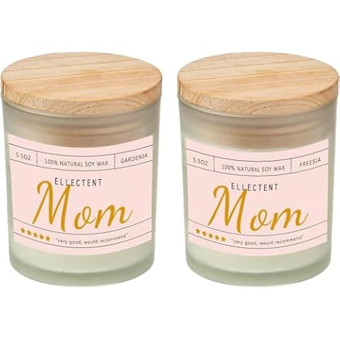 2 Pack Mothers Candles Gift for Mom, Birthday Gifts for Mom, Jasmine Gardenia Scented Candles Gift for Mom, Thanksgiving & Christmas Gifts, Ellectent Mom Cover