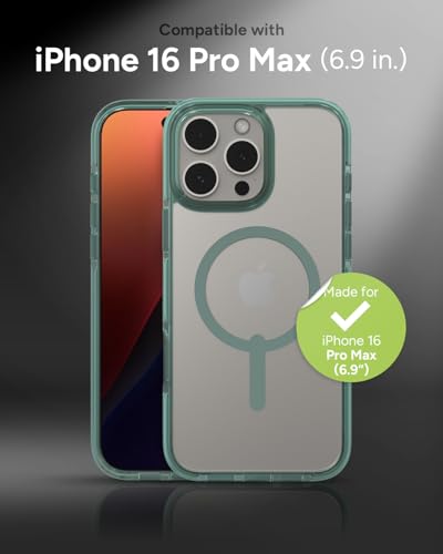 Image of ZAGG Santa Cruz Snap Case for iPhone 16 Pro Max - MagSafe Compatible, 13ft Military-Grade Drop Protection, Graphene Reinforced, Lightweight, 70% Recycled Content, Clear with Color Accents, Green