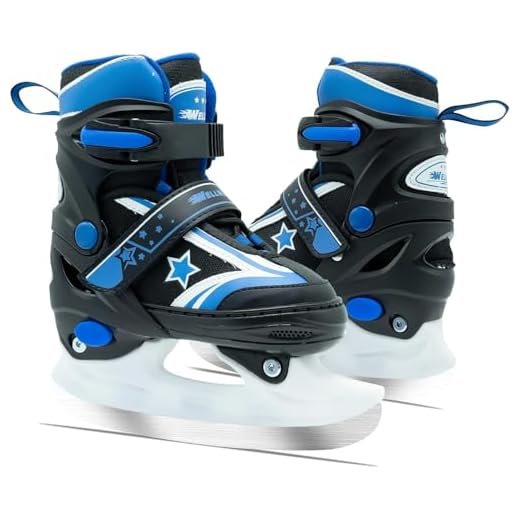 WELLWON Ice Skate for Kids Boys Girls, Adjustable Blades Iceskates, Ice Hockey Skates Size S for Beginner Age 4-6