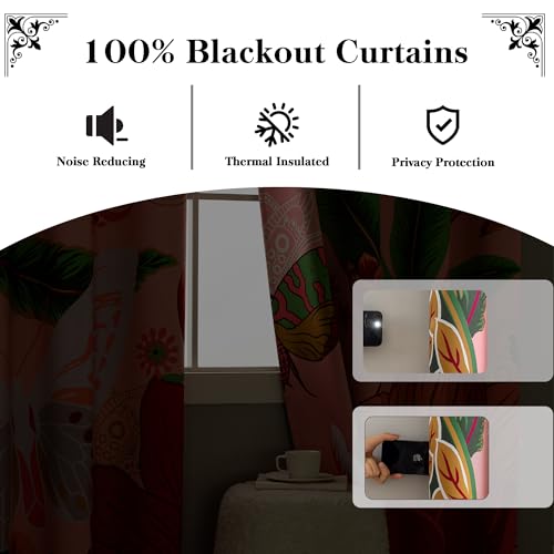 Image of Tyrot Pink Coquette Floral Grommet Blackout Curtains, 52W x 96L, 2 Panels