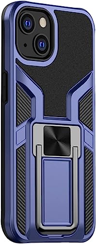 Coque iPhone 14 Pro bleu antichoc de qualité militaire avec anneau magnétique et béquille