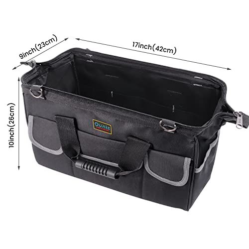 Tool Bag, Ounic 17 Inch Wide Mouth Tool Bag With Waterproof Soft Bottom, Multi-Pockets Tool Bag Organizer With Adjustable Shoulder Strap Specially Designed For Various Tools. #TOP1