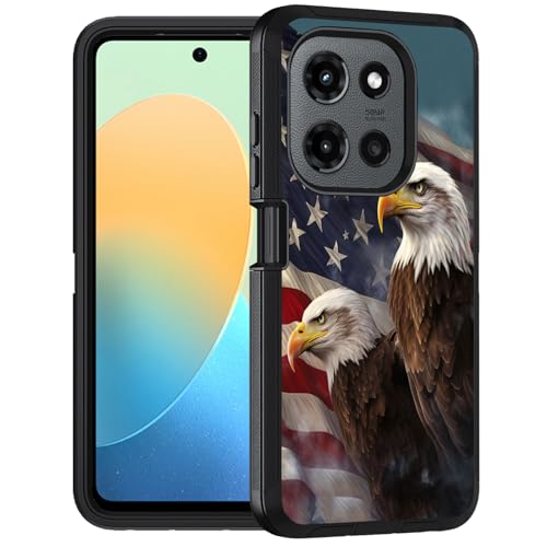 FQTBCEARI Case for Motorola Moto G 5G 2026 / Moto G Play 5G 2026, Military Grade Heavy Duty 3-Layer Shockproof Full-Body Protective Cover for Moto G 5G 2026, Patriotic American Flag Bald Eagle