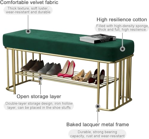 Banc de rangement chaussures doré pour libérer de l'espace au sol