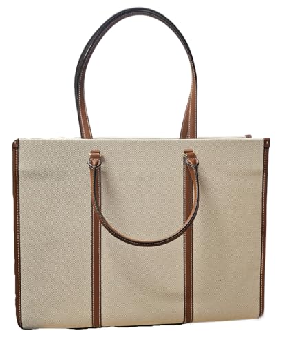 Image of Tory Burch 155079 Blake Tan /Brown With Gold Hardware Canvas Women's Tote Bag