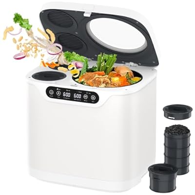 Cobuy 4L Electric Composter for Kitchen, Smart Indoor Countertop Compost Bin with Timer, Upgraded Grinding Blades, 2 Carbon Filters, Auto-Cleaning, Turn Food Waste into Natural Fertilizer