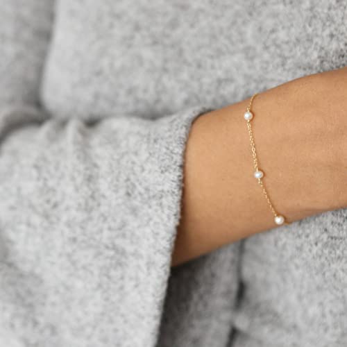 Dainty Pearl Choker Necklace 18K Gold Plated Adjustable Pearl Beaded Chain Necklace Bridesmaid Wedding Jewelry for Women2