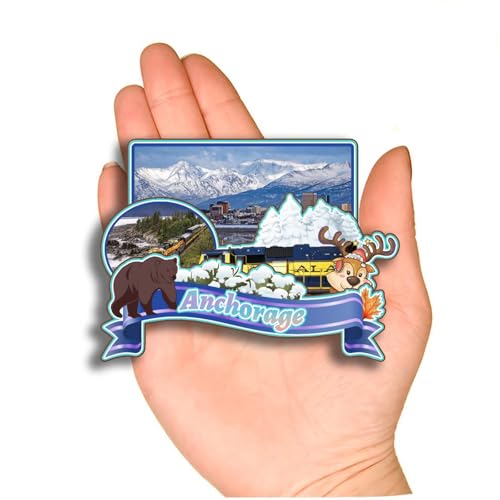 Dwutahcy 3D Wooden Fridge Magnet for Anchorage Alaska USA Travel Souvenirs Gifts Classic Home Crafts Collectibles Kitchen Decoration Office Whiteboard Landmark
