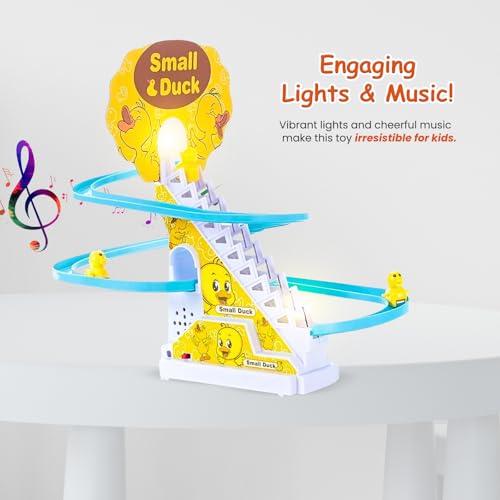 Sakuya Quacky Fun Duck Slide Toy Set with Automatic Stair Climbing Ducklings, Colorful Race Track, Lights and Music, Easy Assembly, Interactive Play for Kids Aged 3 and Above - Image 3