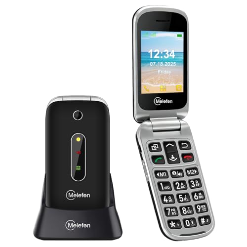 Melefon 4G Flip Senior Mobile Phone Big Button Mobile Phone for Elderly|SOS Button|High Volume|Speed Dial|Digital Voice Broadcast|Unlocked 2.4 Colour Display|1350mAh Battery