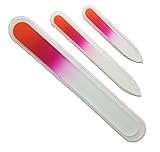3 Piece Colored Set of Crystal Glass Nail Files for Manicures and Pedicures