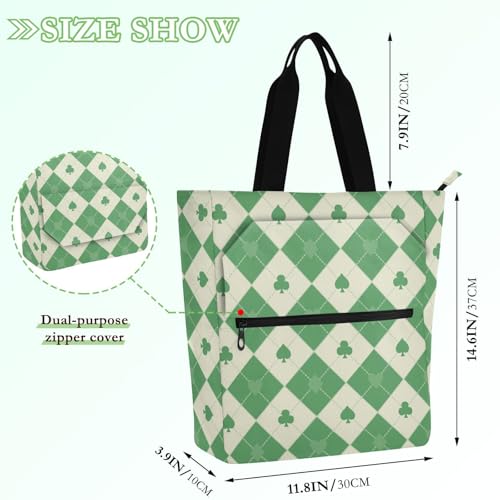 Cute Book Tote Bag for Kids Students Adults, Greem Beige Poker Sturdy Child Book Tote Resuable Grocery Bag Handbag for College Shopping Beach Rainbow2