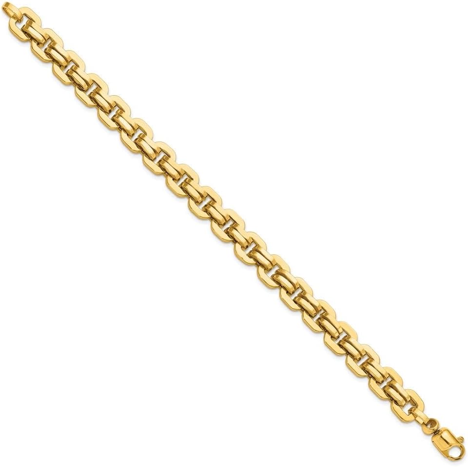 Diamond2Deal 14k Yellow Gold Men's Polished Fancy Link Bracelet