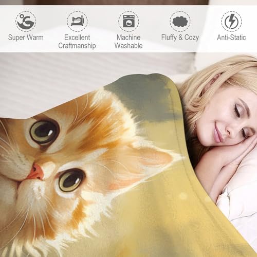 Couverture lit chat mignon plaid chaud et doux lavable en machine