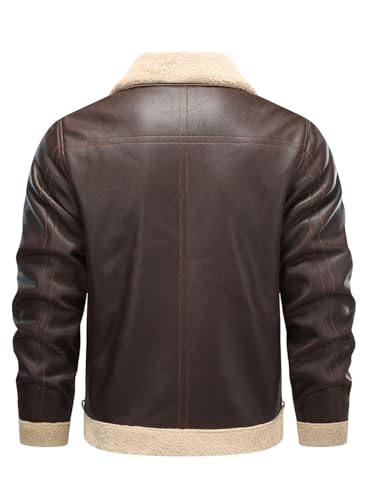 HOOD CREW Men’s Bomber Jacket Winter Coat Stylish Faux Fleece Lined Leather Jackets3