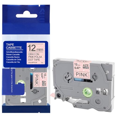 xv^[f12mm݊xe[vTZE631 TZE231 TZE131 PTH110 PTP710BT PTD200 PTD210 PTH100œ(Gray on Pink)