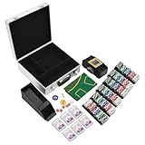 Homgoday 500-Piece Professional Poker Set with Automatic Card Shuffler - Multi-Colored Casino Chips, Aluminum Case, Travel Portable Model80414