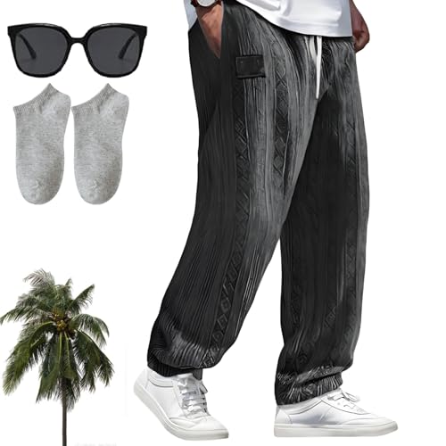Mokaloha Mens Pants, Pacificozy Men's Everyday Casual Jacquard Embroidered Logo Loose Solid Color Trousers