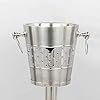 Indo-Persian Brushed Nickel Plated Majestic Wine & Ice Bucket with Steel Bucket Stand | Wine Chiller On Stand Kitchenware Bar Ware #5