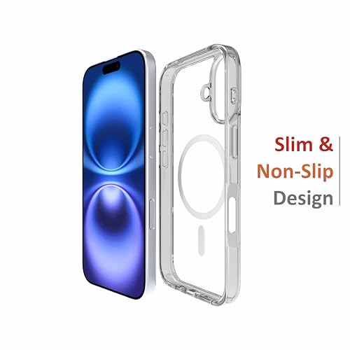 Image of for iPhone Case 16 with Mag-Safe, [Anti-Yellowing Technology] [Military Grade Drop Protection] Shockproof Slim Hybrid Phone Case for iPhone 16 - Crystal Steel Grey