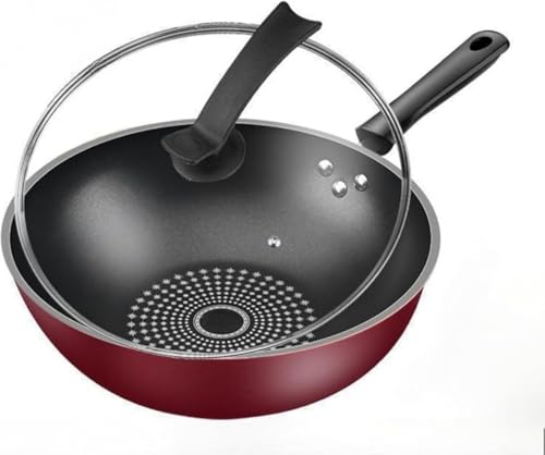 Zxyler 深型中華鍋 こびりつきにくい炒め鍋 中華料理・野菜炒め最適 IH・ガス火両対応 有害物質を含まない安全素材 高熱効率軽量フライパン お手入れ簡単食器洗機対応 家庭用・料理愛好者向け 日常炒め物・揚げ物多用途使用