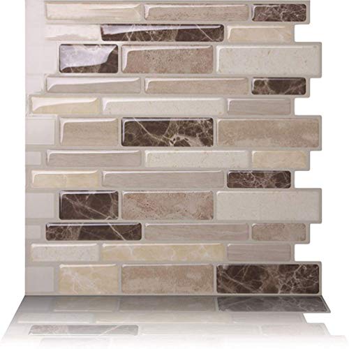 Mengmiao Selbstklebend Fliesenaufkleber 2 Pcs Küche Badezimmer Antifouling 3D Fliesensticker Wand Aufkleber (Braun, 30.5 * 30.5 cm) Cover