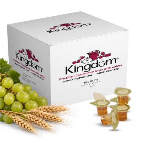 Kingdom Prefilled Communion Cup with Wafers(500ct-white juice) Sealed in a Single-Serving Container with Upto 1-Year Shelf Life,Perfect for Holy Eucharist Celebration in Hospitals,Summer Camps, &amp; More