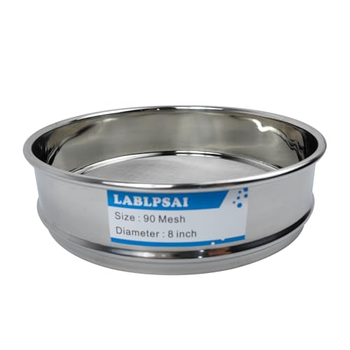 LABLPSAI 90 Mesh Lab Sieves 8" Diameter 304 Stainless Steel Wire Cloth Test Sieve for Industrial Laboratory Home
