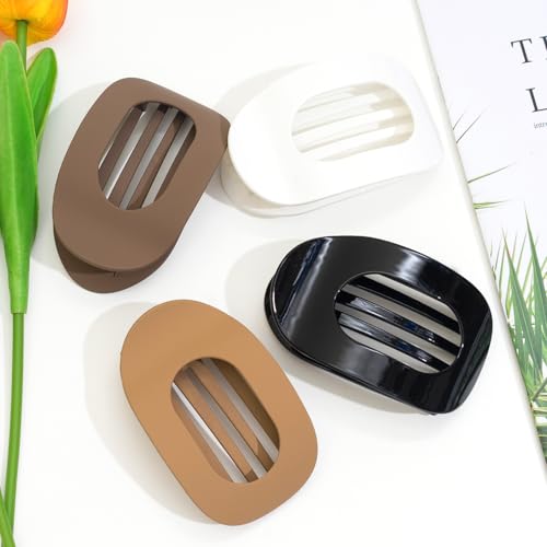 4 PCS Flat Hair Clips for Women, Ergonomic Curved Claw Clips for Thick Thin Curly Hair, Strong Hold No Slip Grip Claw Clips for All Hair Textures - Image 2