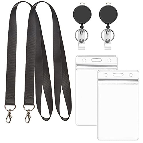 Youowo Lanyard With Id Holder 4X3 Lantards For Id Badges Retractable Badge Reel Black Lanyards With Id Badge Holder Card Protector 4X3In Card Holder #TOP1