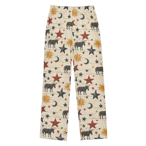 ALAZA Western Seamless Pattern Pajamas Bottoms with Pockets Comfy Pjs Sleepwear Elastic Waistband Pajamas Pants Lounge Pants for 6-14 Years