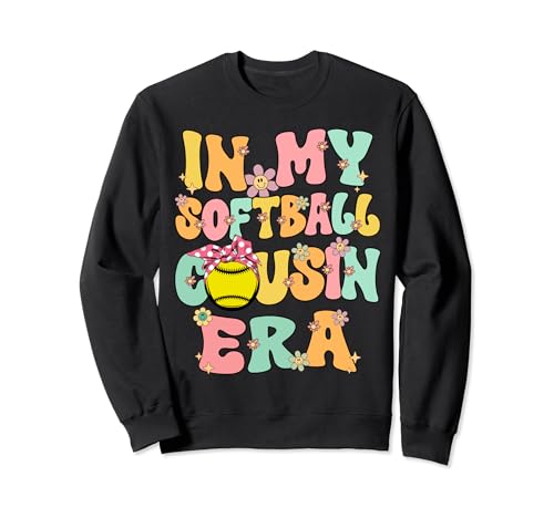 In My Softball Cousin Era Groovy Retro Proud Softball Cousin Sweatshirt