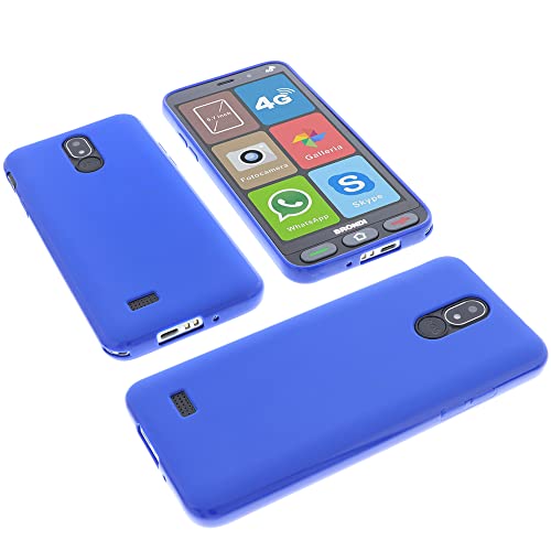 foto-kontor Custodia Compatibile con cellulari Brondi Amico Smartphone S Nero Cover in Gomma TPU di Colore Blu/Azzurro
