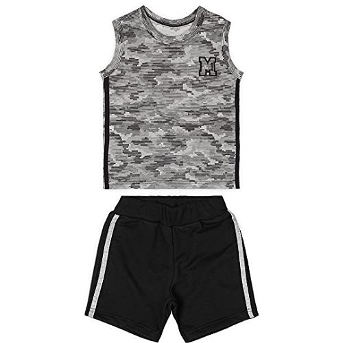 Conjunto Camiseta Regata + Bermuda Moletom Leve, Marisol, Meninos, Cinza Mescla, GB