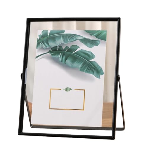 Image of FEIFEI'S BOW Glass Pressed Flower Frames, Floating Picture Frames, Gold Glass Photo, Tabletop Handmade Artwork Photo Ornament for Home Decoration Gift (Black, 6x4)