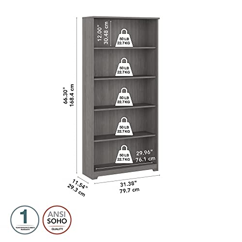 Bush Furniture Cabot Tall 5 Bookcase In Modern Gray #TOP2