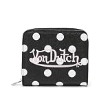 Von Dutch Zip-Up Wallet with ID Window, Vegan Leather (Polka Dot - Black)