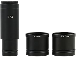 Microscope Adapter 0.5X C Mount Lens Adapter Set 23.2mm Eyepiece Lens Mounting with 30mm 30.5mm Ring Adapter for CCD Camera and Digital Eyepiece Stereo Microscope