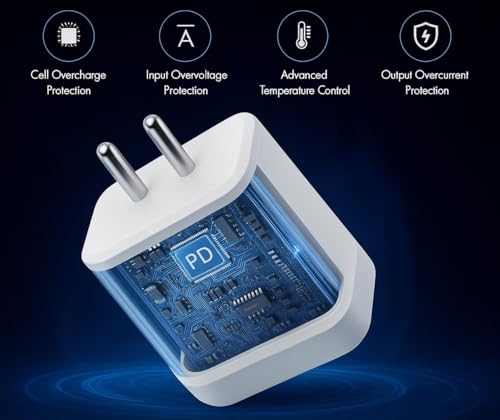 Image of RDG 20W Original Charger with Lighting Cable (PD PPS Technology) Compatible with iPhone 14 /14Plus /14Pro /14 Pro Max 13 /13Pro /13Pro Max 12 /12Pro /12 /11 /X /Xr Series (Mfi-Certified), White